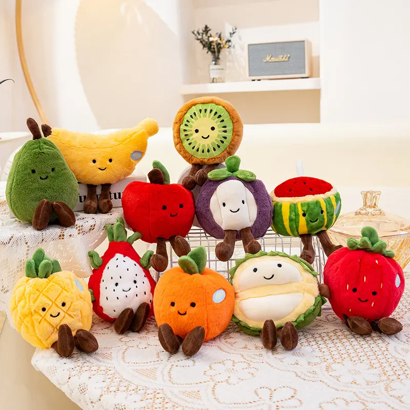 Fruits Plush Toy  Dragon Fruit Pear Apple Strawberry Orange Avocado Kiwi Pineapple Durian Soft Stuffed Plushie Doll Baby Gift
