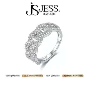 [#225] Full Pav�� Braided Ring, All VVS Synthetic Moissanite, 925 Sterling Silver Jewelry, Anniversary Birthday Gift for Women