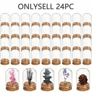 24pcs Wedding decor! Elegant Handmade Almond Candies in Glass Jars—With Cork Stoppers, White Display Cloth. Durable Glass, Dome Accent. For Weddings, Mother's Day, Artistic Displays & Party Favors, Classic Mason Jars