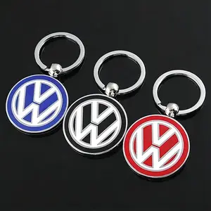 1Pcs Car Logo Keychain Zinc Alloy Key Rings Decorative Accessories For VW Tiguan Arteon Taigo Caddy CC e-up! Golf Polo Passat Amarok Transporter Caravelle Crafter Atlas Jetta Sharan Beetle