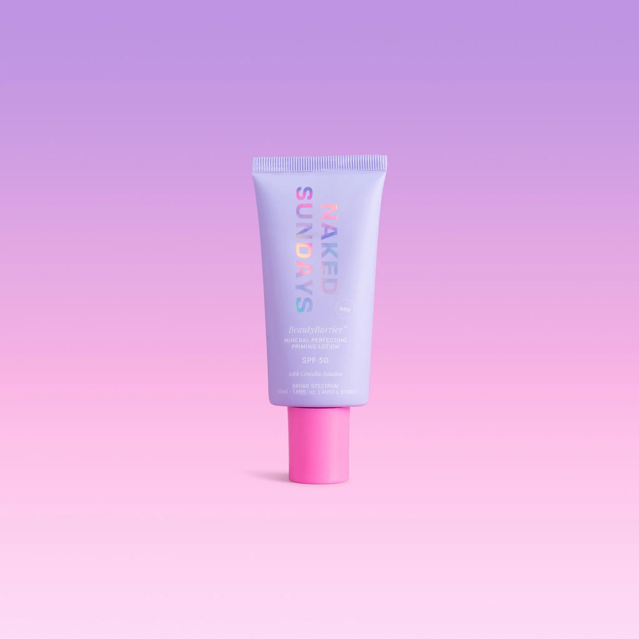 Naked Sundays Mineral Perfecting Priming Lotion SPF 50 – Sensitive Skin Mineral Sunscreen Primer with Zinc Oxide & Centella Asiatica (Cica), 50ml Facial Calming Flawless Hydrate Spf50