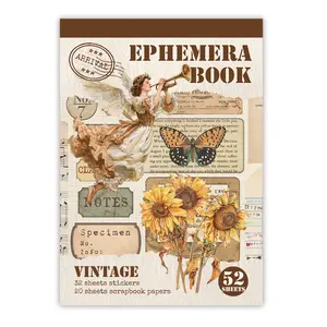 52 Sheets Retro Aesthetic Vintage Sticker Book For Junk Journal Water Bottle Laptop Phone Decoration Handmade Scrapbook Material