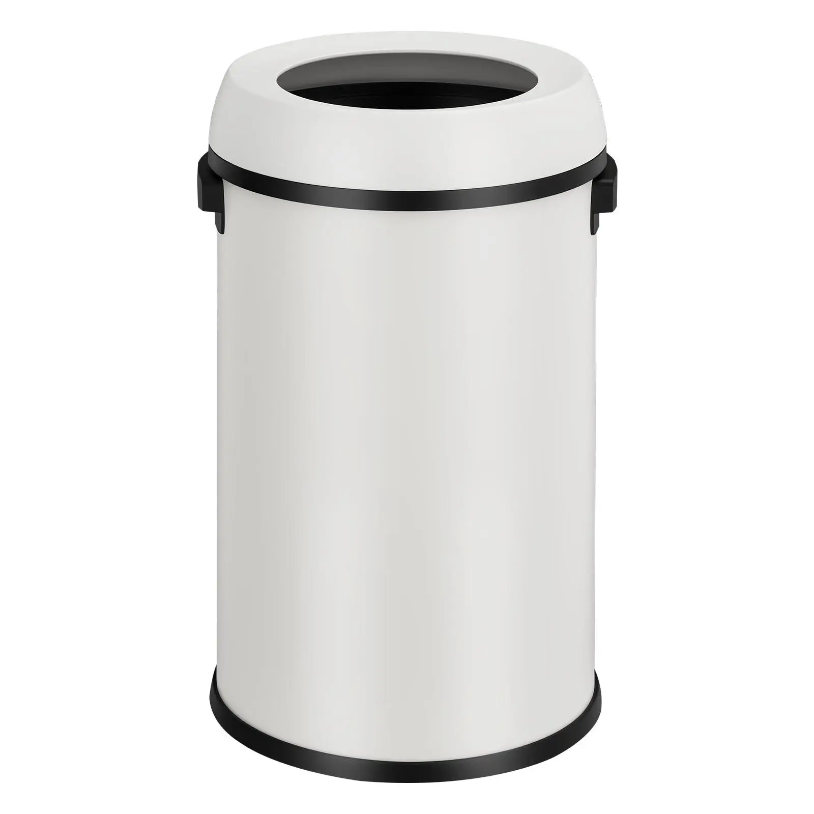 GAOMON Heavy Duty 65L/17 Gallon Stainless Steel Trash Can, Fingerprint-Proof No-Lid Round Waste Bin for Home, Office, Restaurant - White