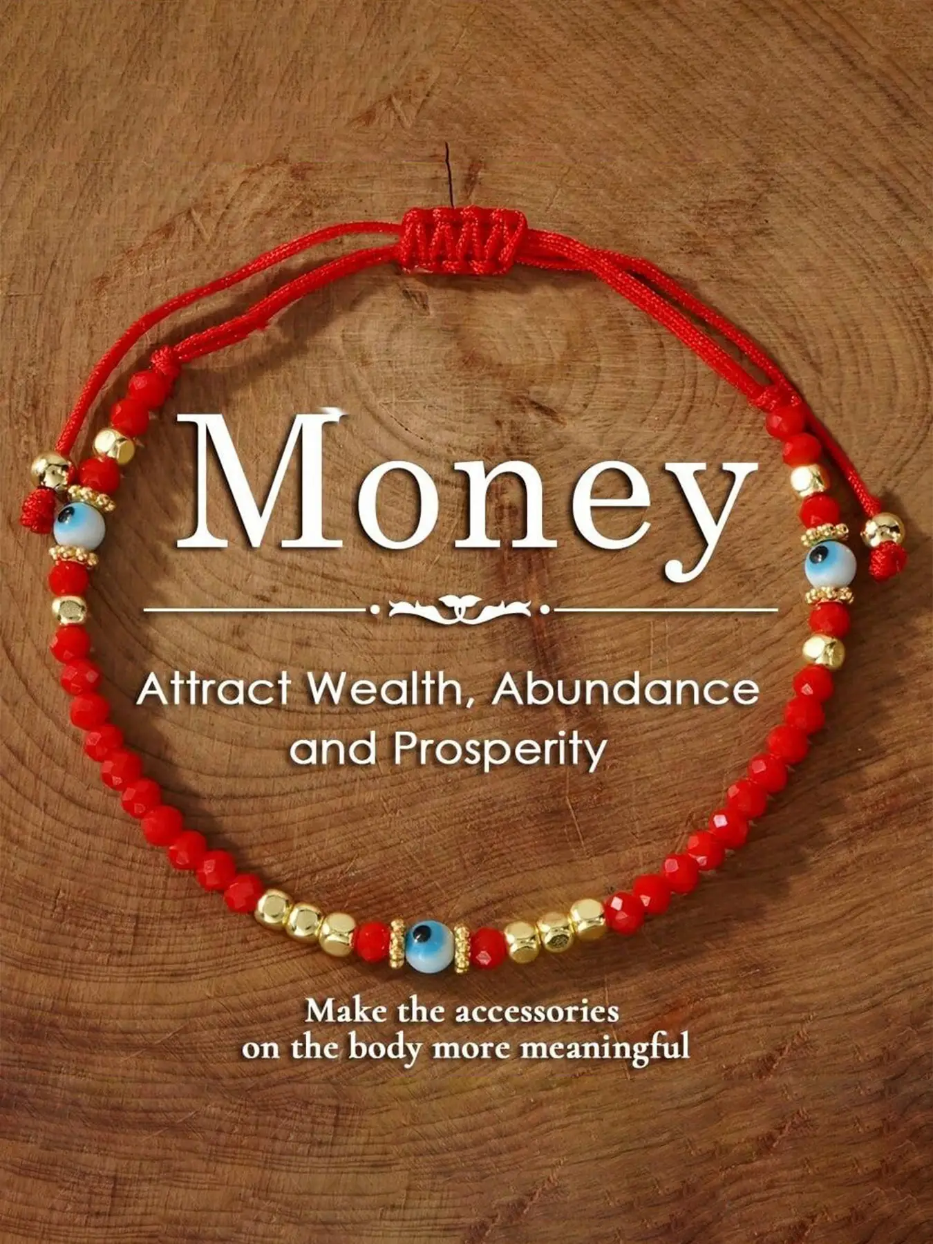 1 pc Boho Red Crystal Beaded Bracelet With Gold Accents And Blue Evil Eye - Attracts Wealth, Ideal Gift For Friends And Family, Elegant Vintage Style,