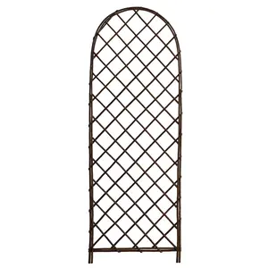 Brown Wooden Arc Trellis – 48"x18" Garden Screen for Vines & Outdoor Decor