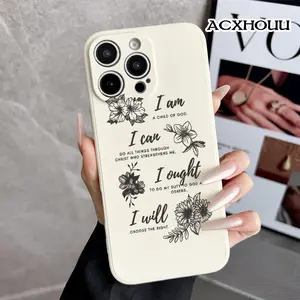 Case for iPhone 16 E Pro Max 15 Plus 14 13 12 11 XS XR Child of God Floral Quotes Anti-Slip Shockproof Durable TPU Silicone Rugged Phone Cover