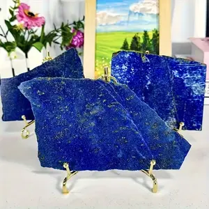 Lapis Lazuli Stone Slice for Home Decor, Unique UV Reactive Crystal for Energy Relaxation, Meditation Jewelry Gift for Christmas New Year Valentine's Day