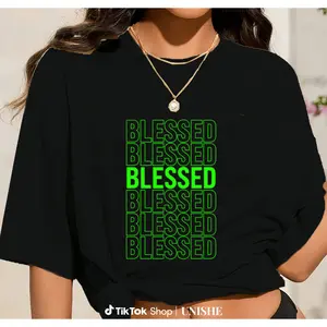Classic Fit 100% Cotton Blessed Green Tee – Stylish Graphic with Green Harmony