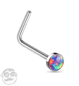 20G Purple Opal L Bend Nose Ring