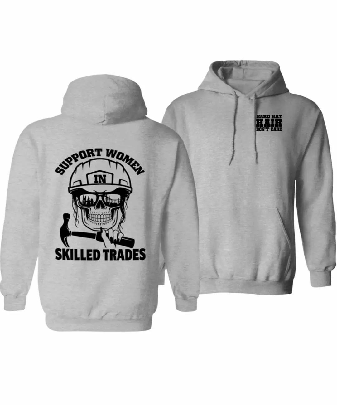 Welding Support Women Skilled Trades Hoodie – Women in Skilled Trades Hoodie - Welding Skull Graphic Pullover