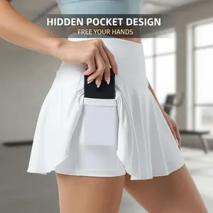 Women's Plus Size High Waist Stretchy Sports Skort, Comfortable Pockets Short Skirt with Built-in Shorts, Suitable for Outdoor Activities, Athletic Skort for All Seasons