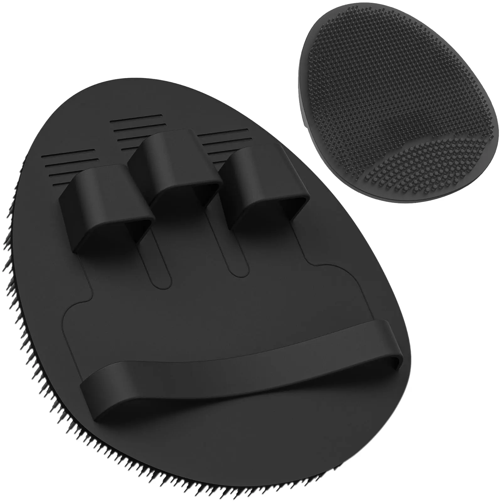 Soft Silicone Face Scrubber Exfoliator with Deep-Cleaning Silicone Shower Brush Body Scrubber Set(2 PCS), Super-Lathering, Gentle-Exfoliating and Massaging (Black*2)ZAZK158
