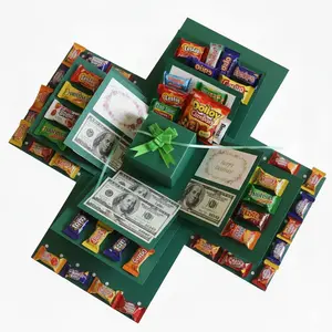 Surprise Green Explosion Gift Box 4 Layer The Love Box for Holiday & Birthday Photos/Snacks Holdmoneer (Excluding Snacks)