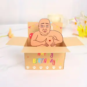 1pc Hilarious Happy Birthday Pop-Up Card - Humorous 3D Character Design with Heart Balloons & Confetti, Whimsical Card
