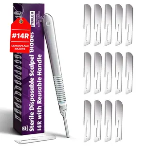 14R Blades Dermaplaning razor with Dermaplane Handle - Pack of 15 Dermaplane Razor for Women Face