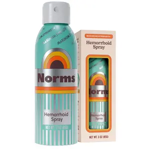 Norms Numbing Hemorrhoid Spray, Maximum Strength Touch-Free Relief with Phenylephrine, Witch Hazel, Aloe, Shrinks Swelling, Calms Itching, Soothes on Contact, 3oz Spray