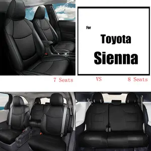 Custom Fit Premium Faux Leather Car Seat Covers for 2015-2025 7-8-Seat Sienna, Airbag Compatible, Sponge Filled Cushions, Environmentally Friendly, Front/Second/Third Row Coverage, Easy to Clean, With Installation Guide, Second Row Covers fathersdaygift,,