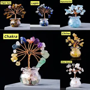 2026 Best-selling and popular Mini natural crushed stone money tree decorative items for home and office decoration