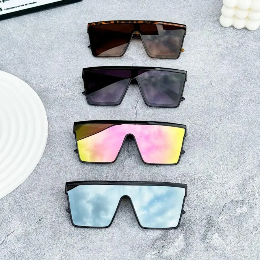 4pcs Sunglasses Punk Style Sun Protection Outdoor Riding Personality European and American Large Frame One-piece Sheet High Quality Polarized Sports Fashion Glasses, Su for Riding, Driving and Golf - Ideal Choice for Festival Gifts nighttime yellow tint,s