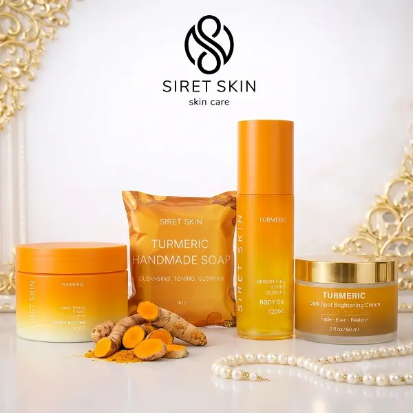 Siret Skin Cosmetics Tumeric Set 4 pcs, Dark Spot, Body Oil, Soap, Body Butter Cream - WorldcaShop Usa