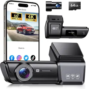 ar Camera Dash Cam Front and Rear, 4K+1080P 170° Wide Angle Dual Dash Camera for Cars with 64GB Card,Wireless 5G WiFi&App Control,WDR/HDR Night Vision, 24H Parking Mode,Loop Recording