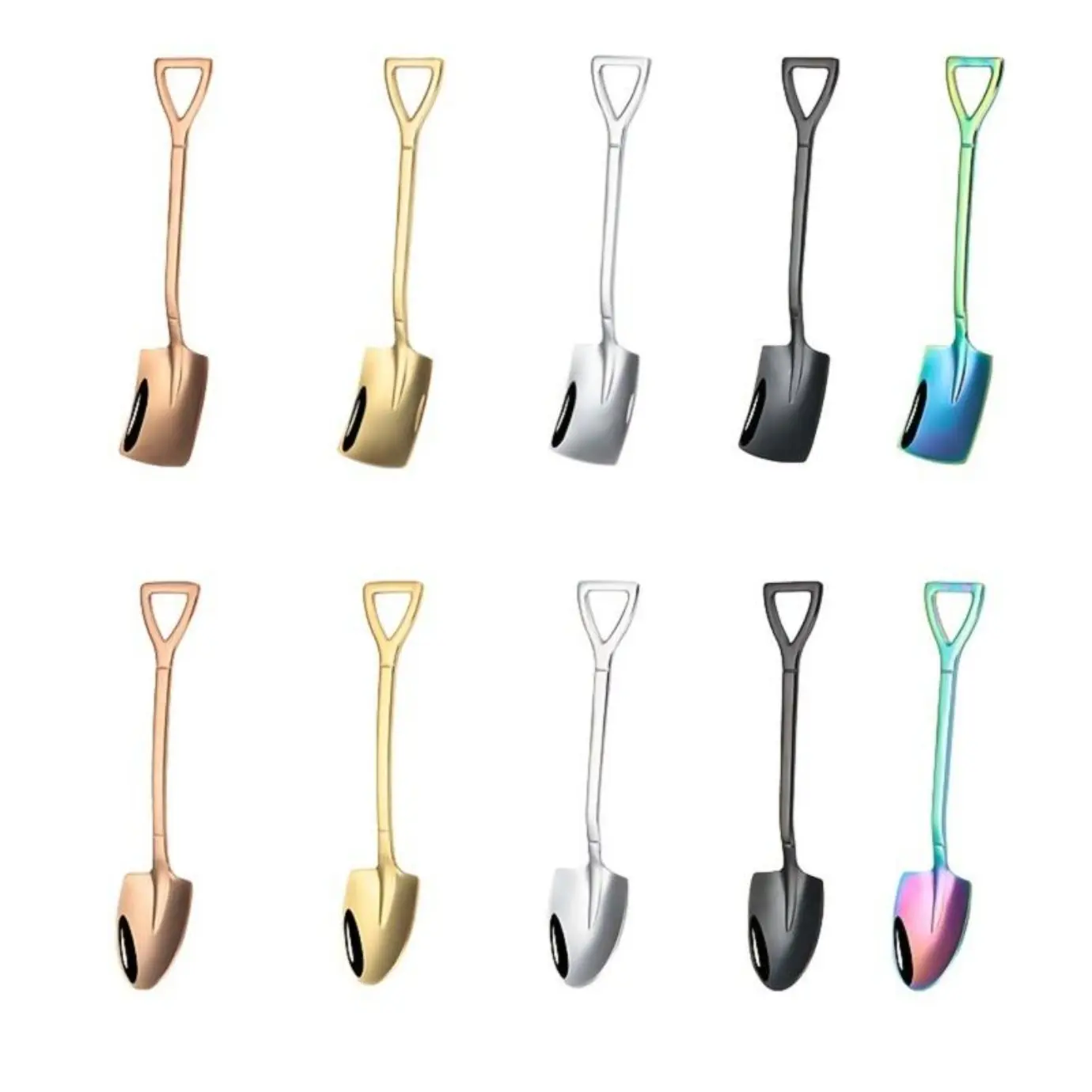 Creative Shovel Shape Spoons, 10pc Stainless Steel Dessert Cutlery Set, Heat-Resistant for Home & Restaurant Use, Dessert Time, Durable, Creative Shovel Design, Ice Cream Shovel-Shape