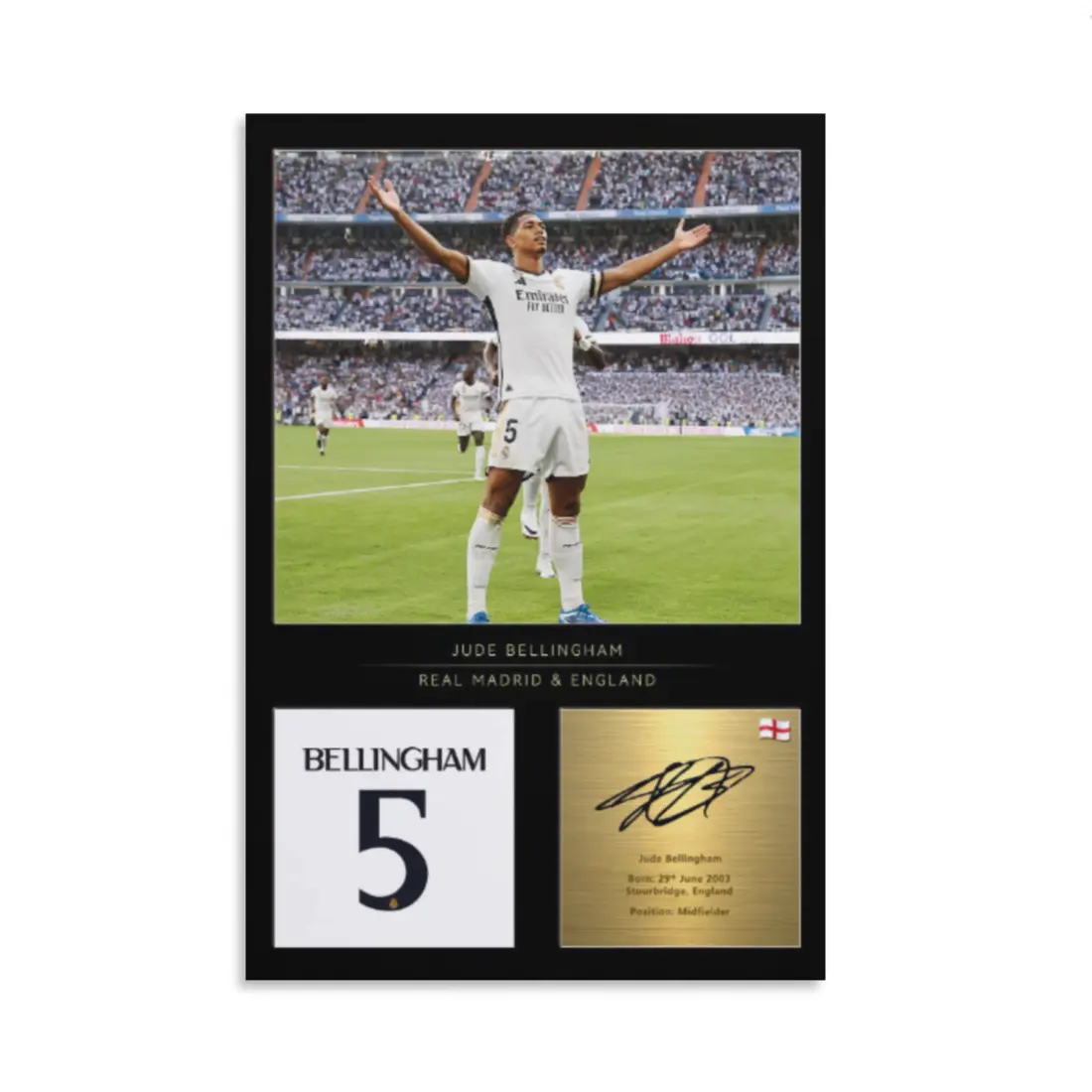 Jude Bellingham Signed Poster, Madrid Autographed Print Soccer Gifts, Sports Art, Football Poster, Soccer Wall Art, Sports Bedroom Posters
