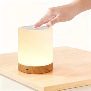 Color-Changing Cylinder Wood Grain Table Lamp - Aesthetic Indoor Mood Lighting, Cozy Meditation Accent Light for Teens & Girls, Kawaii Bedroom Nightstand Desk Decor, Trendy Birthday Gift