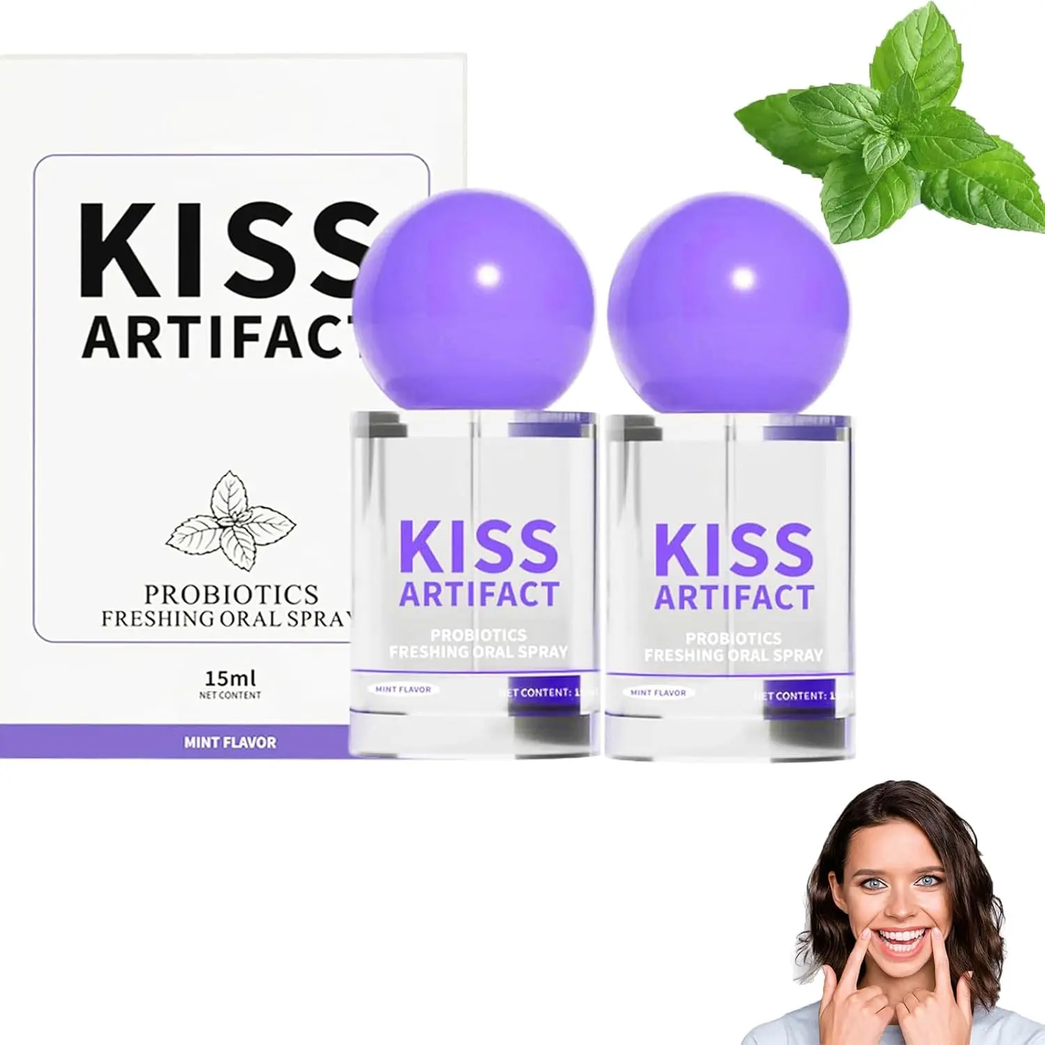 New Upgrade Probiotic Oral Spray, Cool Breath Probiotic Spray, Portable Oral Probiotic Breath Spray, Breath Freshener, Long-Lasting Freshness, Alcohol-Free, for Breath & Oral Care (2PCS) Mild Cleanser Cleansing