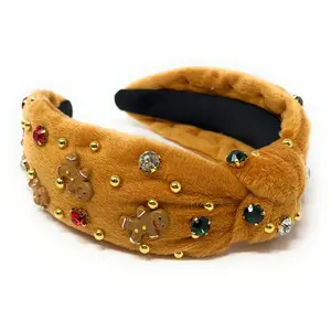 Gingerbread Man Jeweled Knot Headband