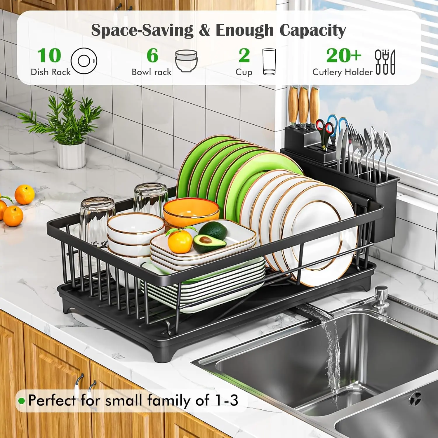 Dish Drying Rack - Space-Saving Small Dish Rack for Kitchen Counter ...