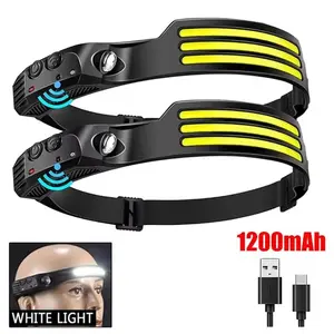 COB LED Headlamp Induction Head Lamp Builtin Battery USB Rechargeable Head Flashlight Outdoor Camping Fishing Sensor Headlight