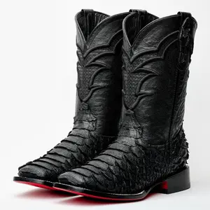 Matte Black Leather Boots - Square Toe