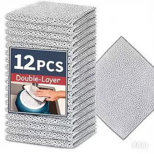 24/12 Counts Dishwashing Rags for Wet and Dry Multipurpose Stainless Steel Scrubber, Non-Scratch Heavy-Duty Dish Cleaning Cloth, Reusable Metallic Fiber Scrubber for Kitchen, Dishwasher Safe, Multi-Use Cleaning Rags