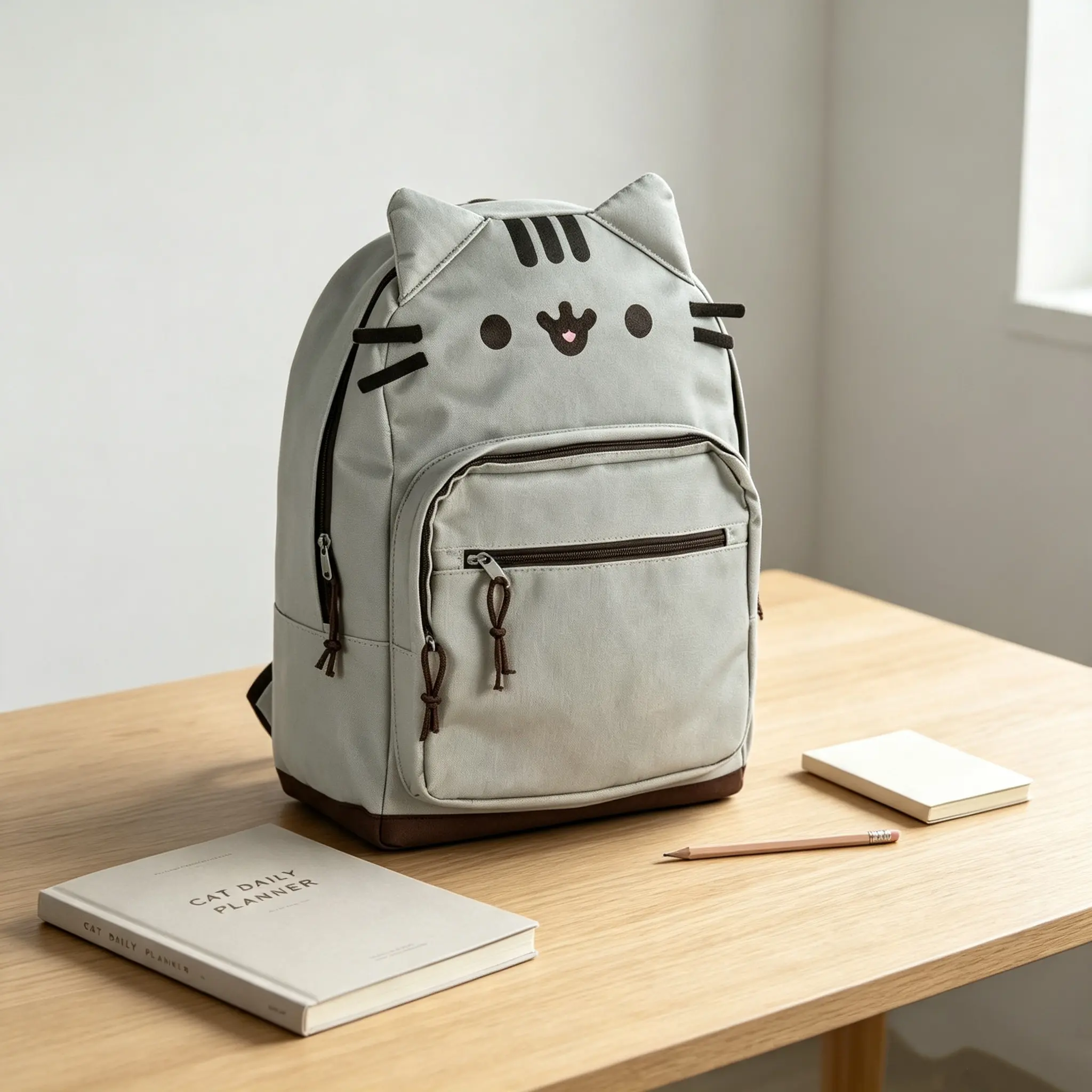 Cute cartoon pattern canvas backpack - portable schoolbag - multi-pocket daily outdoor bag. Cartoon canvas teddy bear - versatile and adorable.