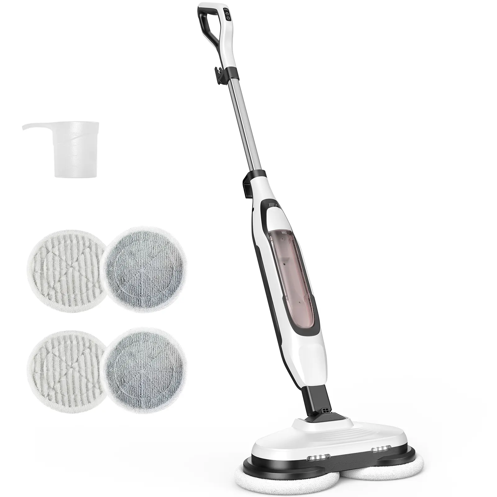 Rotating Steam Mop with LED Lights, 400ML Large Water Tank Hard Floor Steam Cleaner, Self-Standing Design for Hardwood Tile Marble Vinyl Floors, Deep Cleans Pet Stains & Food Spills