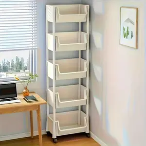 Multifunctional Multi-Layer Plastic Storage Cartwith Wheels, Layered Shelf Rack Organizer for BedroomKitchen Bathroom Living Room memorial day deals
