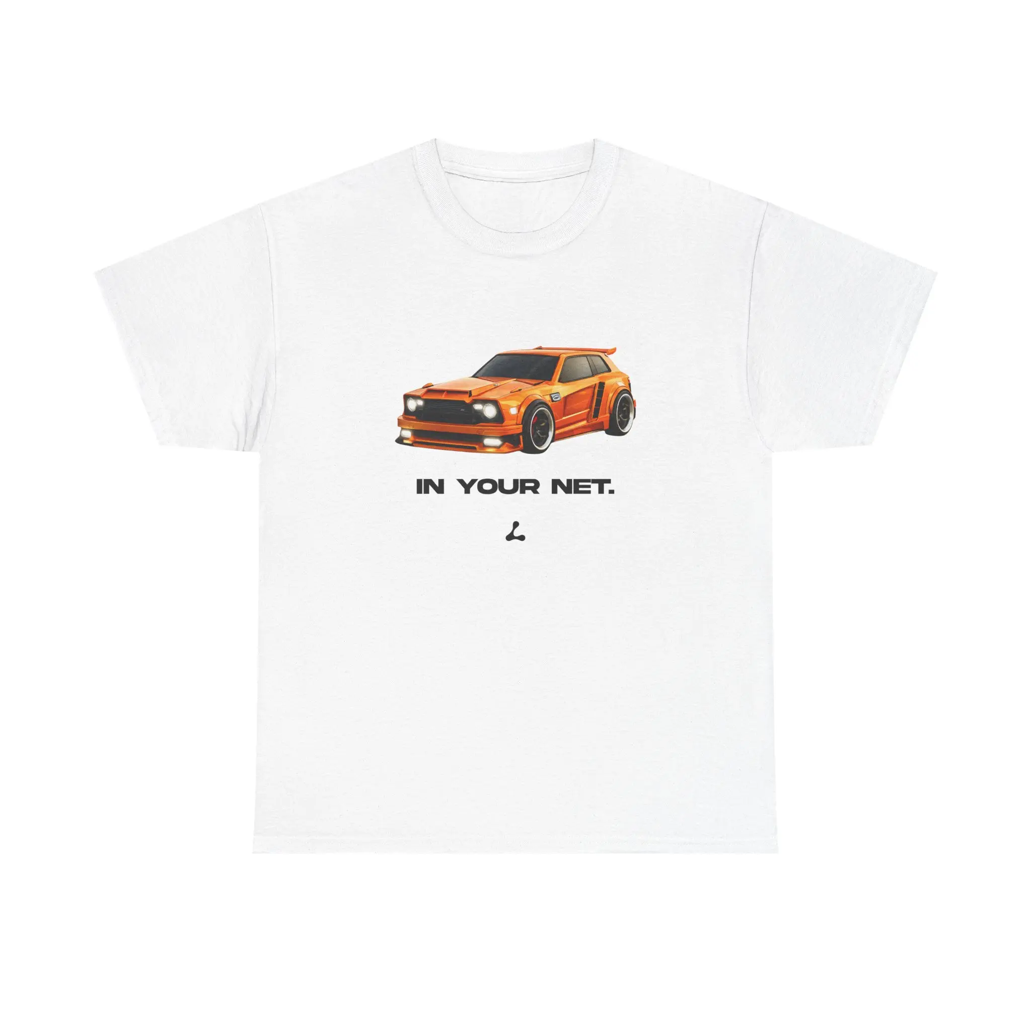 Men's Graphic Cotton T-Shirt - Basic Top, Leather Accent, Cargo-Inspired Vibe, "In Your Net" Print Design