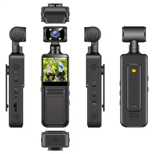 HD Smart Sports Camera Portable Wearable with LED Fill Light Full-Color Night Vision 180° Rotation 1.3-inch IPS Screen Ideal for Cycling Travel and Recording