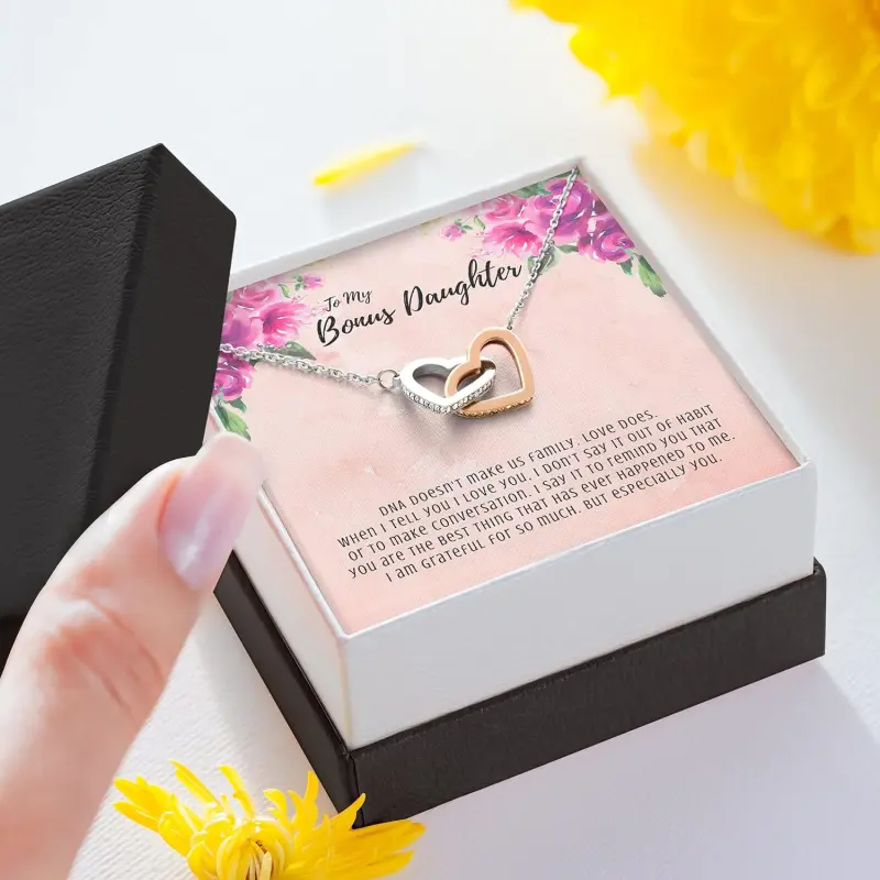 Bonus Daughter Gift from Stepmom, Step Daughter Gift from Step Dad, Bonus Daughter Necklace, Daughter In Law Gift, Adoption Gift For Herr, Anniversary Gift, Necklace Jewelry With Message  V3