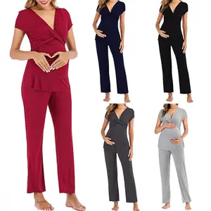 Maternity Pajama Set, Postpartum Nursing Sleepwear for Pregnant and Breastfeeding Women