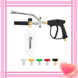 [ Valentine's Day gifts ] The Saker foam gun comes with foam gun dual connector accessories, pressure cleaning gun for car washing and cleaning, 5 power cleaning nozzles Outdoorfun