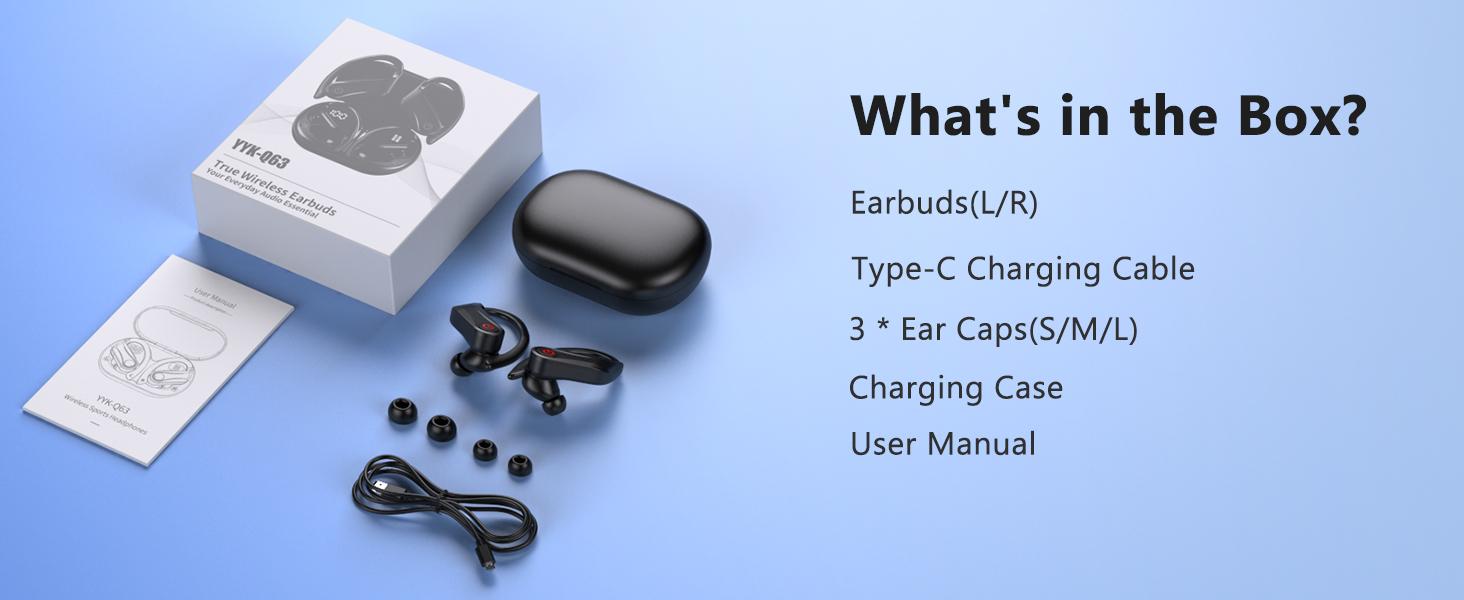 2026 Wireless In-Ear Earbuds with Bluetooth 6.1, Chargeable Sports Earhooks, Fast Charging Case, Dual LED Display, ENC Noise Cancelling Earphones, Easy Buttons, IPX7 Sweatproof, Batteries Included for Gym Audio & Outdoor Activities, Sweatproof Earphones