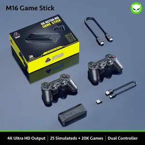 【Double Controllers/Bluetooth/4K HDMI】M16 Game Stick【Buy 1 Get 2 Controllers+1 Bluetooth Connector+1 HDMI Cable+1 USB Cable】4K HDMI Output 2.4G Wireless Controller Game Stick Ready to Play Gift Package