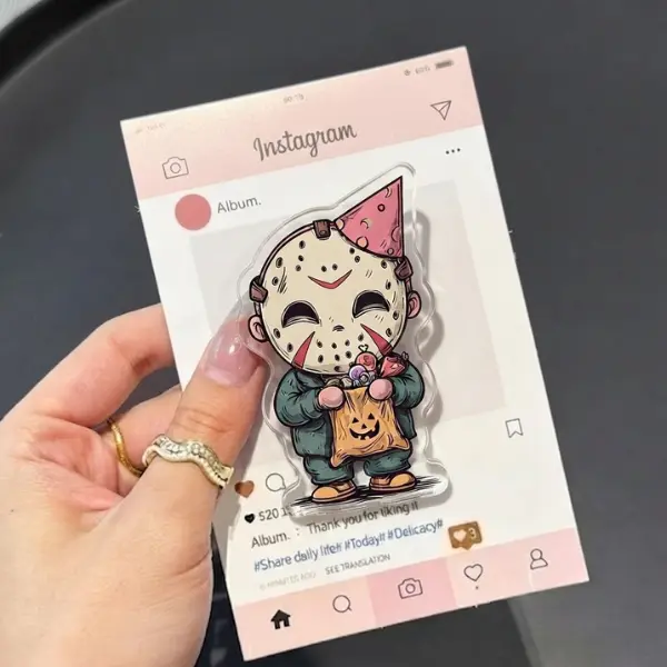Cartoon Horror MagSafe Phone Grip, Kawaii Slasher Griptok, Cute Friday The 13th Jason Phone Stand, Spooky Sweet Accessory, Horror Movie Fan Gift