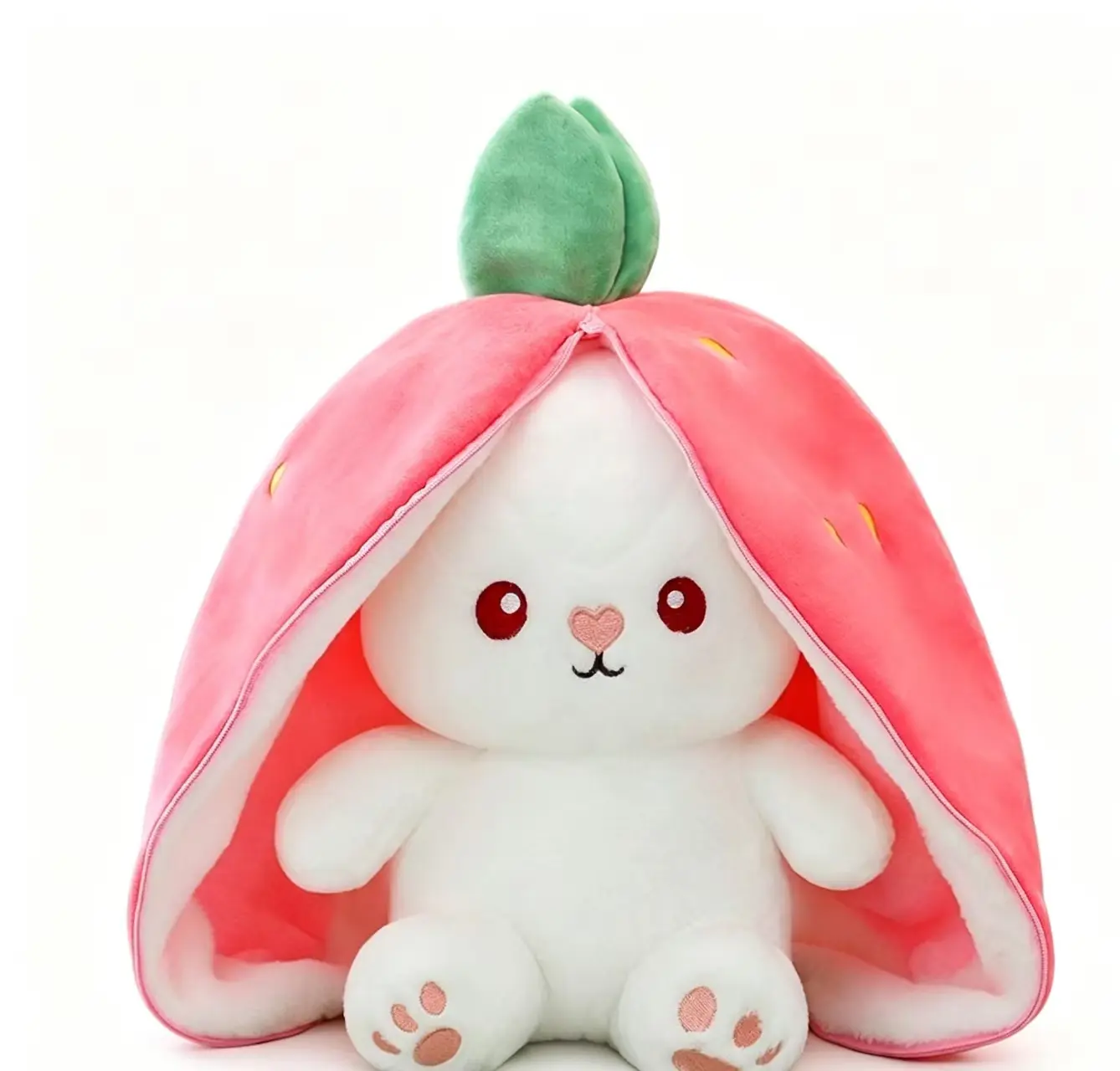 Creative Strawberry-to-Bunny Anthropomorphic Rabbit Stuffed Toy - Animal Character, Cartoon Rabbit, Character Plush Stuffed Toy, Kids' Bed Sleeping Pillow, 8+ Years Gift, House Decoration, Animal Character Stuffed Toys, Anthropomorphic Rabbit Stuffed Toys