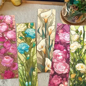 30 pieces of colorful glass flower series minimalist journal artistic creative materials, Instagram-style reading paper bookmarks DIY