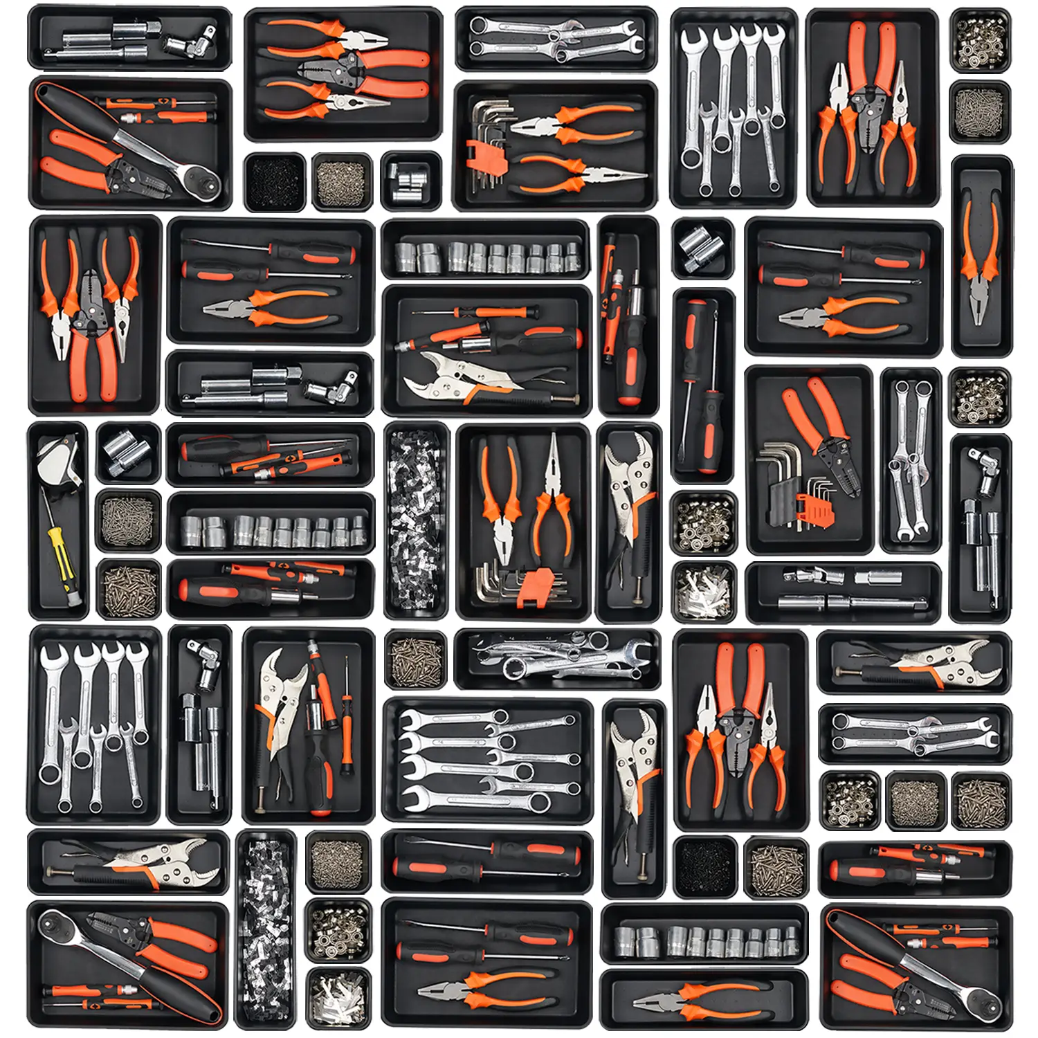 Giklux 45 Pack Tool Box Organizer Tray Divider, Toolbox Desk Drawer Organizer, Garage Organization Storage for Rolling Tool Chest Cart Cabinet Workbench Workshop Small Parts Widget Tool Organizer