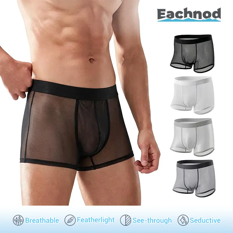 4-Pack Men's Ice Silk Boxer Briefs – Ultra Thin Cooling Breathable Underwear, Soft Stretch Comfortable Boxers for Everyday Wear summerwins