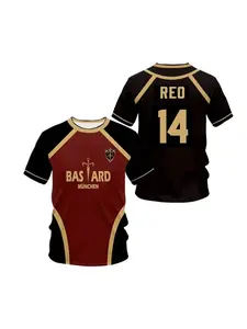 New Blue Lock Shirt Football Pattern Vl Replika Anime Bastard Munich Summer Men's and Women's 3D T-shirt Casual Sports T-shirt Top